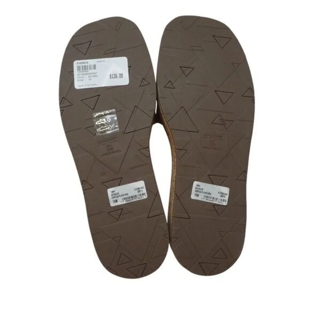 Schutz Yara Flatform Slide‎ Sandals Women Size 10 Brown Cork Platform